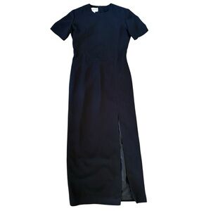 Evan Picone High Neck Long Black Dress